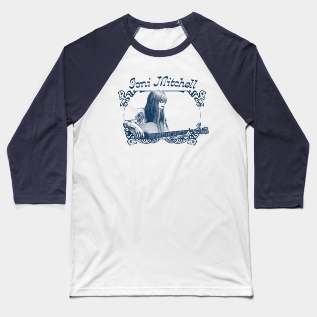 Joni Mitchell // Retro 1970s Style Fan Art Design Baseball T-Shirt by DankFutura